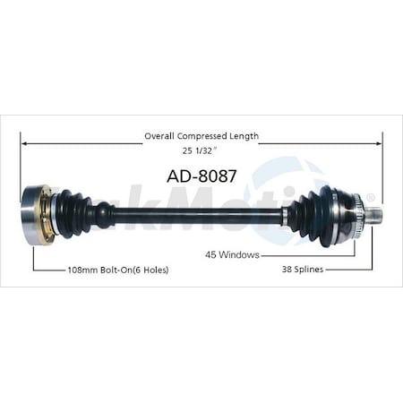 Surtrack Axle Cv Axle Shaft, Ad-8087 AD-8087